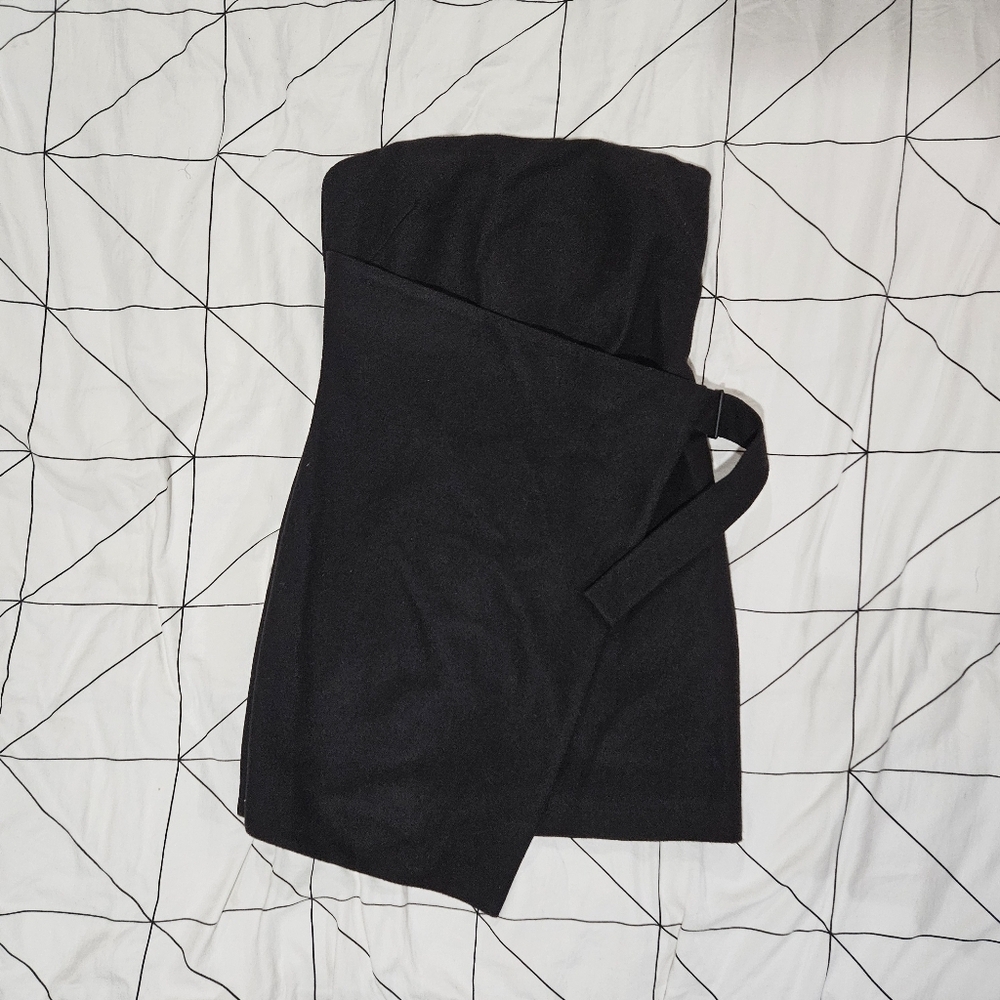 Kate Spade Saturday Strapless Black Dress with Buckle Wool Blend Size 2 NWT